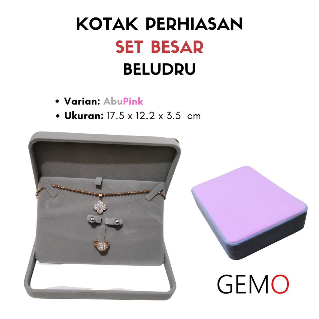 Kotak Set Besar Perhiasan Beludru / Jewelry Box Cincin, Anting, Kalung, Aneka Warna / Unik Lucu untuk Tempat Wadah Seserahan / Akad Pernikahan / Hantaran Tunangan Harga Paling Murah cocok untuk Aksesoris Emas Berlian/ Perak Permata