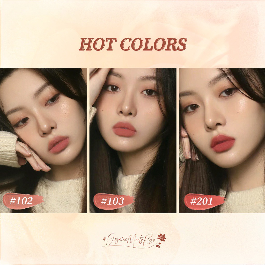 DOMMO - D8144 FCL #JasmineMeetsRose Matte Lipstick-Tahan air kosmetik bibir lipstik FA203