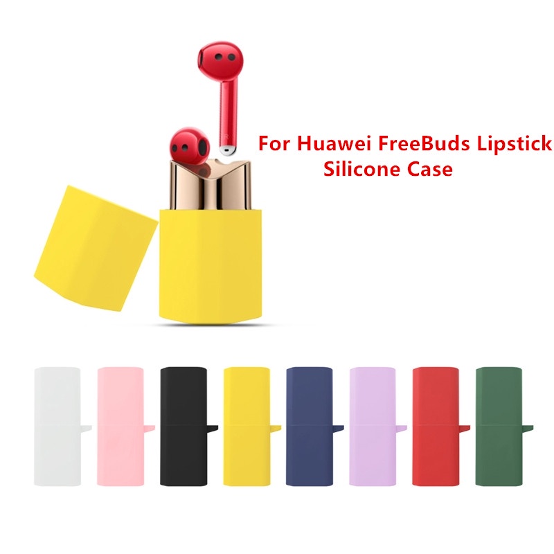 Soft Case Silikon Motif Lipstick Dengan Kait Untuk Earphone Huawei FreeBuds