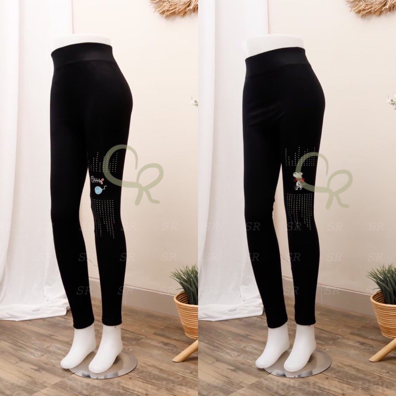 Legging Import Wanita Kombinasi Bordir Motek Cantik Katun Korea Jumbo