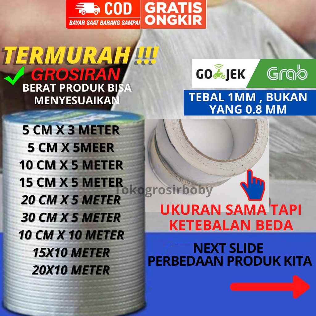 iNstansday- LAKBAN ANTI BOCOR ALUMINIUM ALUMUNIUM FOIL TAPE ANTI BOCOR BUTYL UKURAN BESAR 15