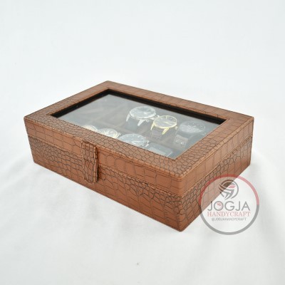 Oscar Brown Croco Watch Box  For 12 Watches | Kotak Jam Tangan Isi 12 | Box Jam Tangan