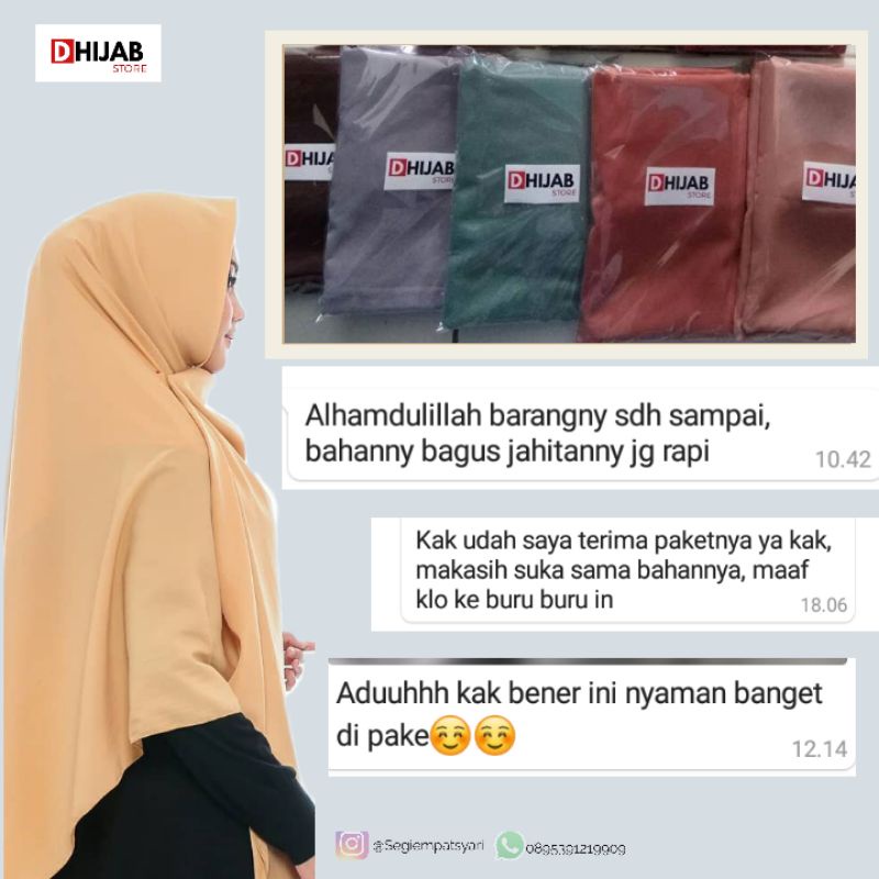 Hijab segi Empat Wolfis Syari UK 130x130