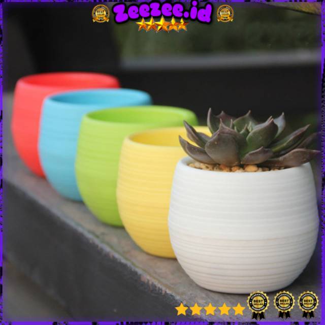 Pot Bunga Mini Hias Kaktus Tanaman - Multi-Color 5 PCS