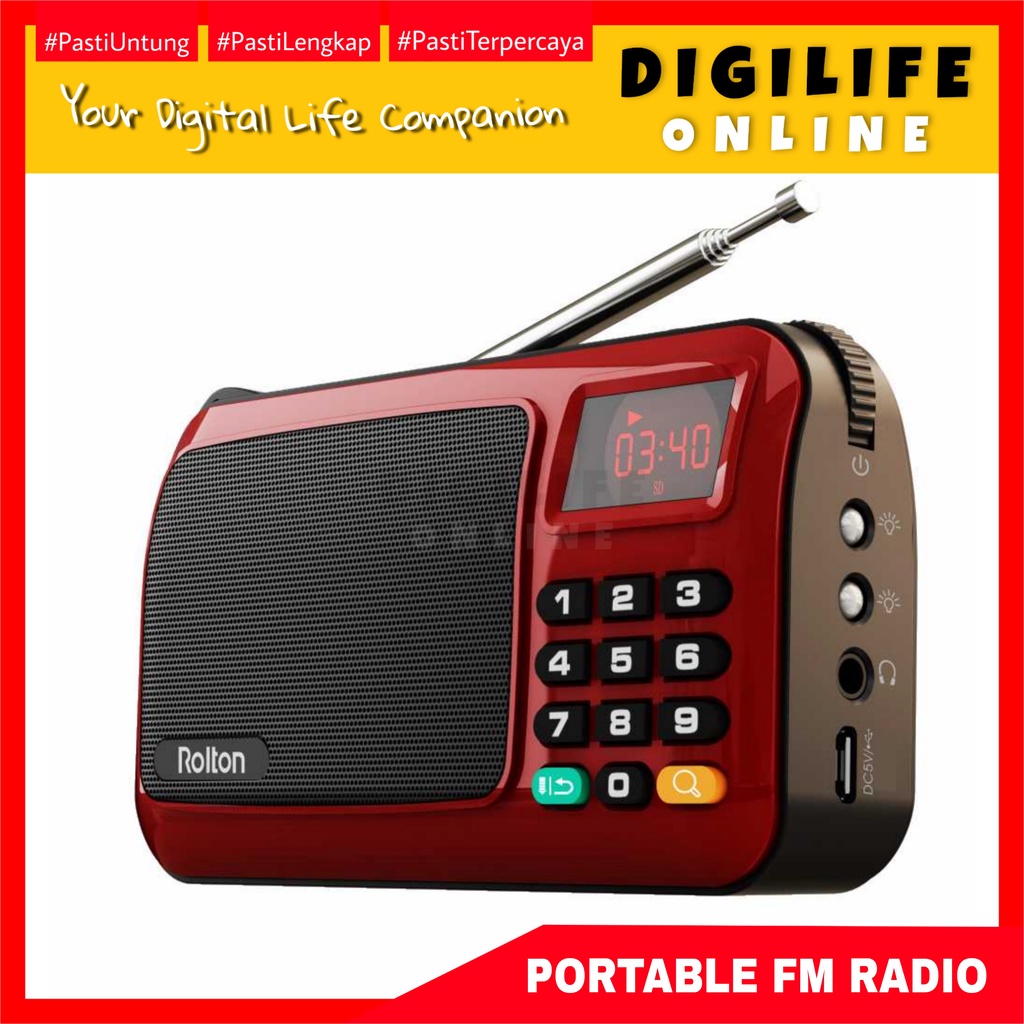 FM Radio Player Tape Portable Rolton W405 Retro Antik Jadul Coklat TF Card