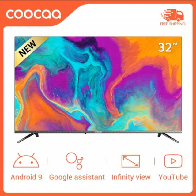 COOCAA LED TV 32 INCH SMART ANDROID TV 9.0 Netflik 32S6G Model Baru