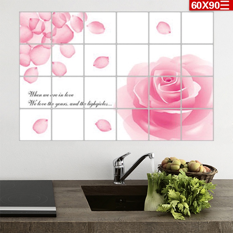 Reliza Stiker Dapur Mawar Pink Merah (75x45) Kitchen 4004 Waterproof Oilproof Tahan Air Minyak