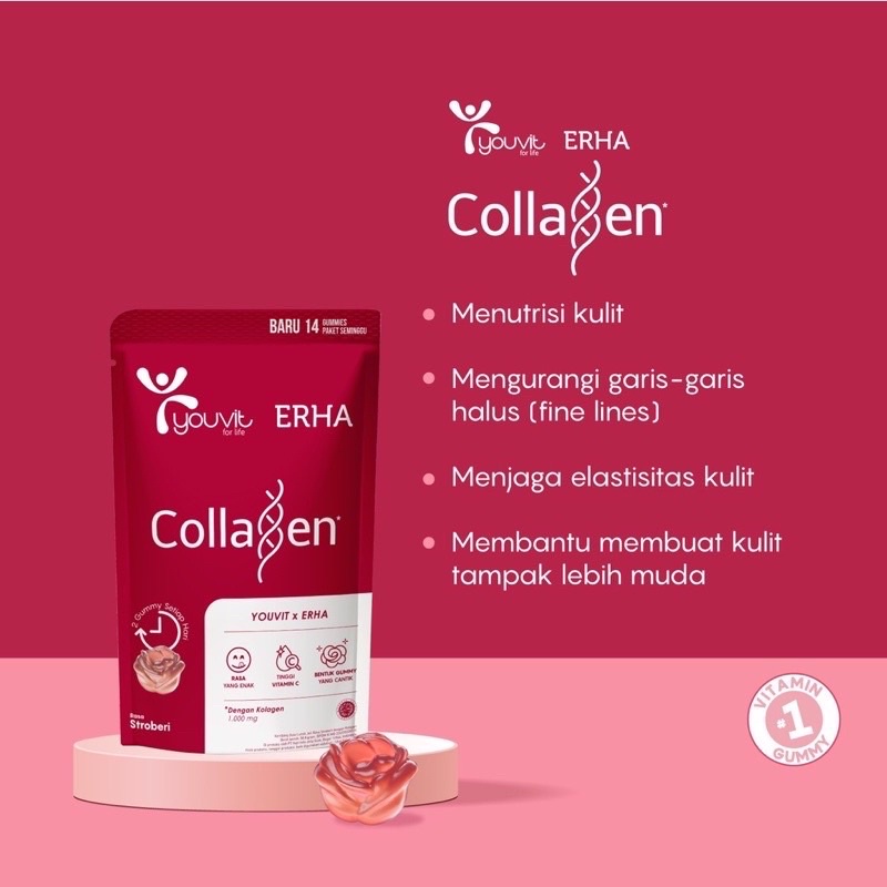 Youvit x Erha Collagen 1 Pouch isi 14 Gummy