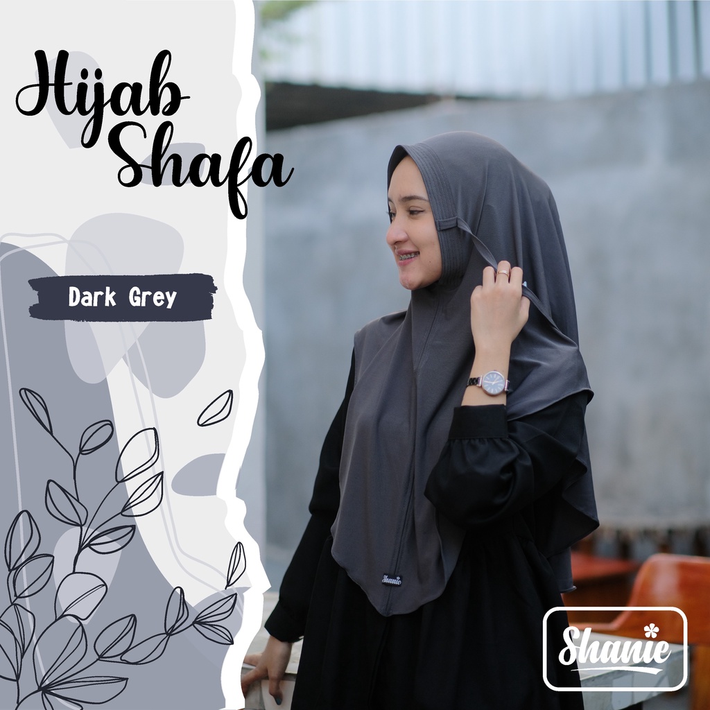 Bergo Tali Jilbab Shafa Warna Dark Grey Ori By Shaniehijab