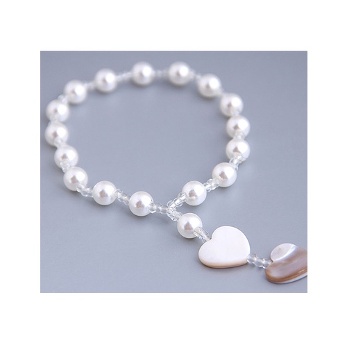 LRC Gelang kaki Fashion White Rice Pearl Pearl Love Shell A61031