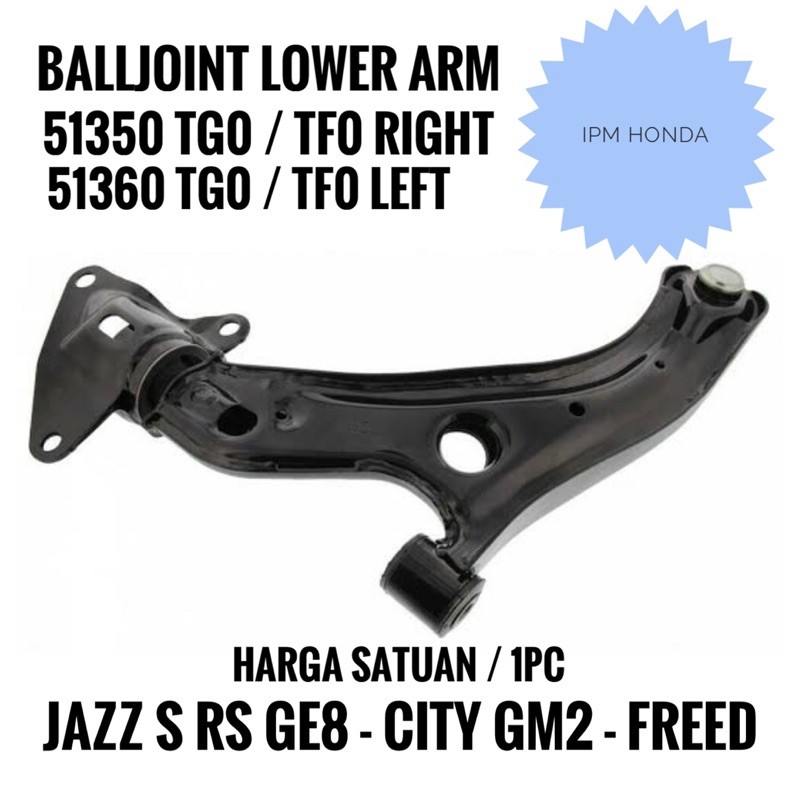 51350 / 51360 TG0 Balljoint Lower Arm Depan Bawah Honda Jazz S RS GE8 2008-2013 City IVTEC GM2 2009-2013 Freed 2009-2015 Kanan atau Kiri