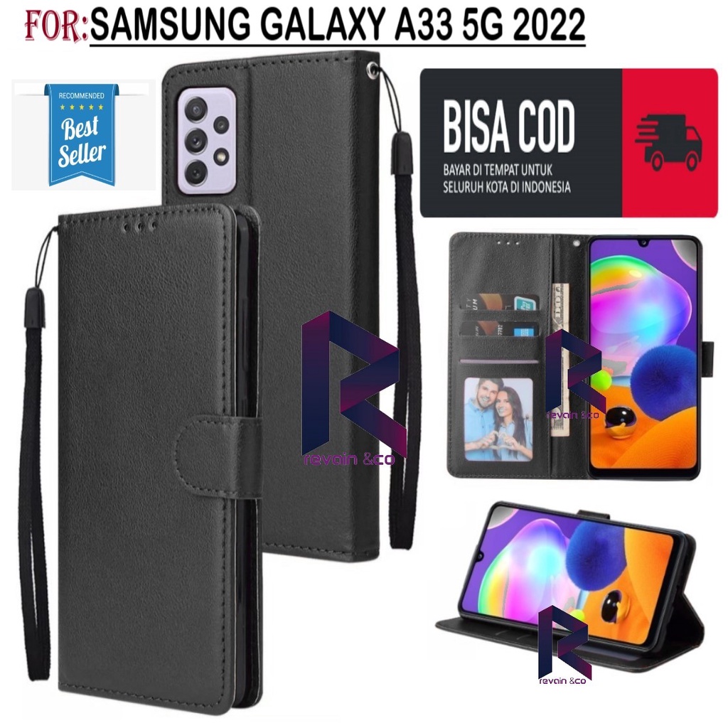 NEW SAMSUNG GALAXY A33 5G 2022 CASE FLIP WALLET LEATHER KULIT PREMIUM SARUNG BUKA TUTUP FLIP CASE SAMSUNG A33 5G