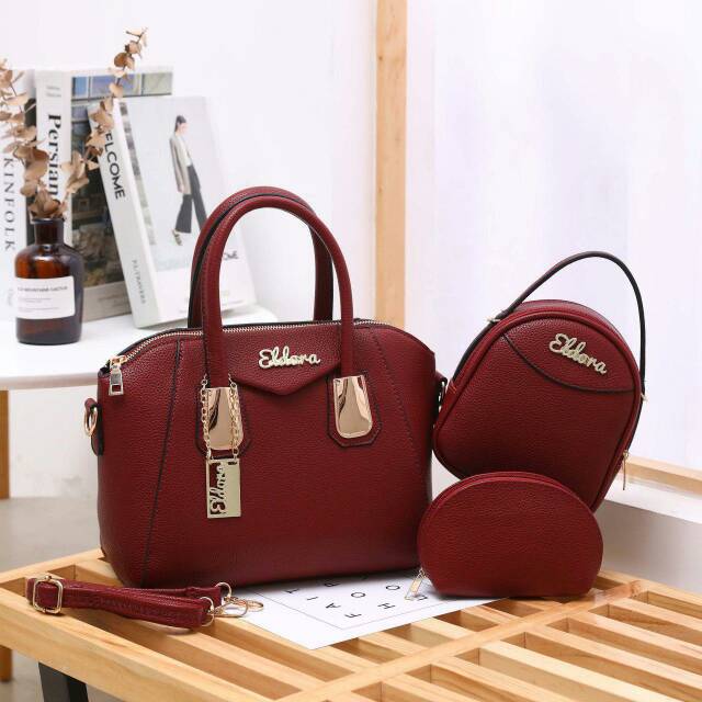 SALE Tas import Eldora Sakyla ES1134 (3in1) set handbag wanita branded batam