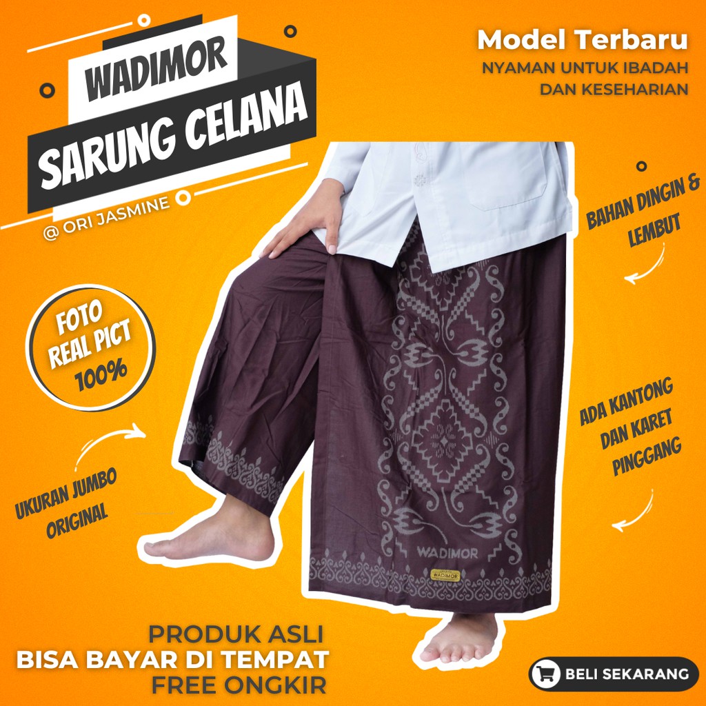 Sarung celana dewasa muslim wadimor motif bali Brown pria murah polos