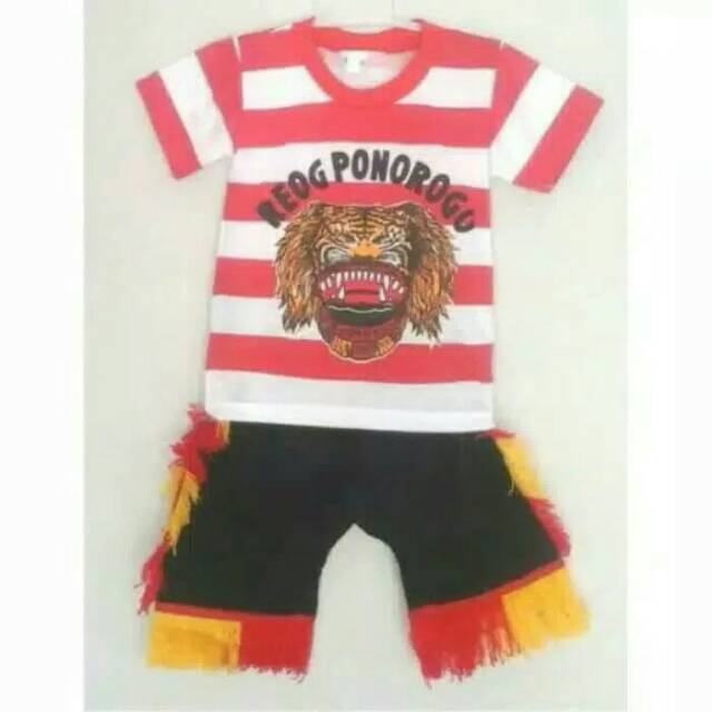 Baju jawa anak motif reog ponorogo - Stelan Baju adat anak - Baju jawa anak - Lurik anak - baju reog anak