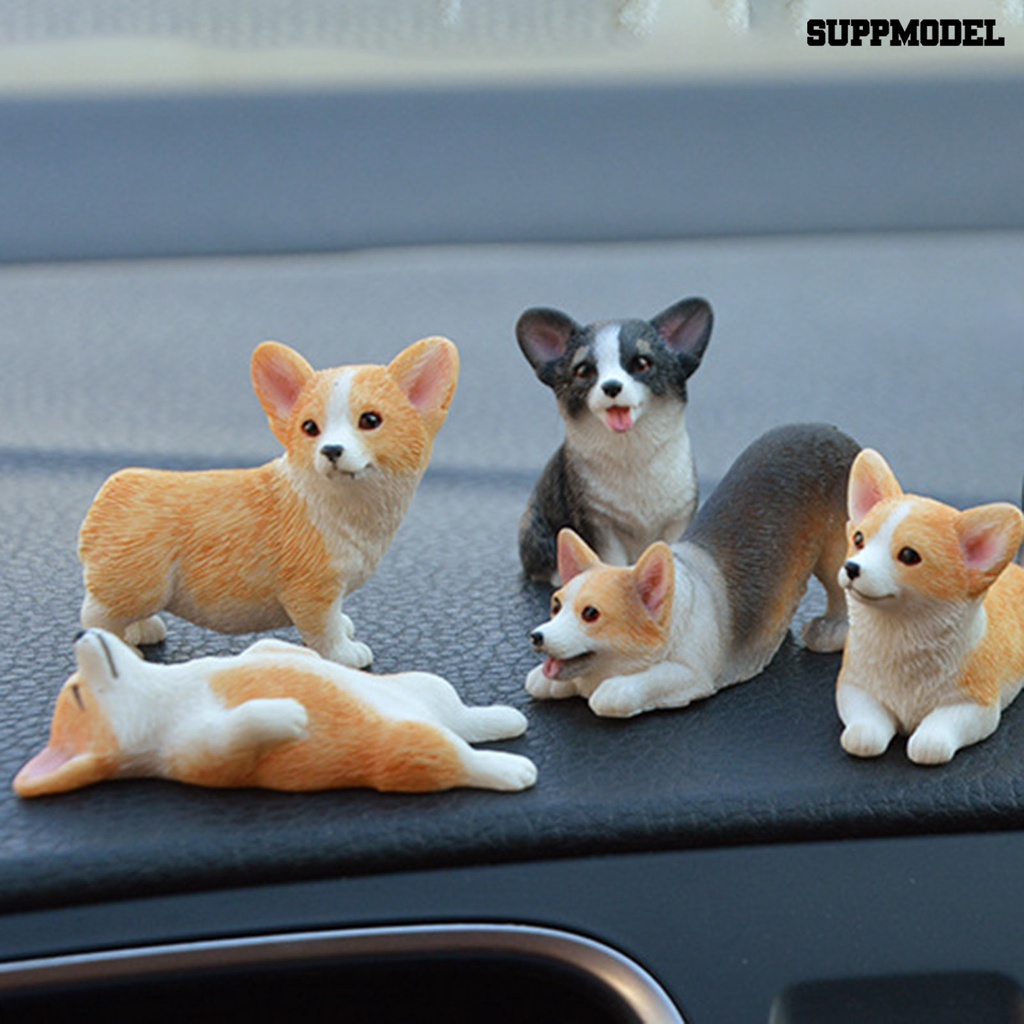 Suppmodel Miniatur Anjing Corgi Untuk Dekorasi Taman / Kantor DIY