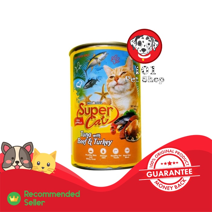 MAKANAN KUCING SUPER CAT TUNA &amp; BEEF TURKEY 400GR