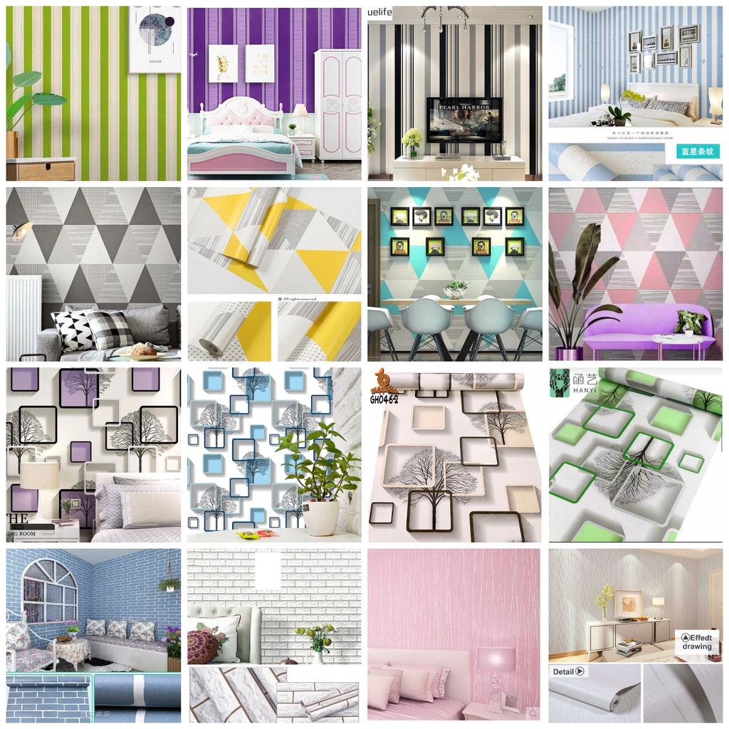 BAYAR DITEMPAT - WALLPAPER UKURAN 4M-5M x 45CM Wallpaper Stiker Dinding Wallpaper Aestetic Wallstiker ruangan tamu GH Premium Quality ALL Motif Best Seller