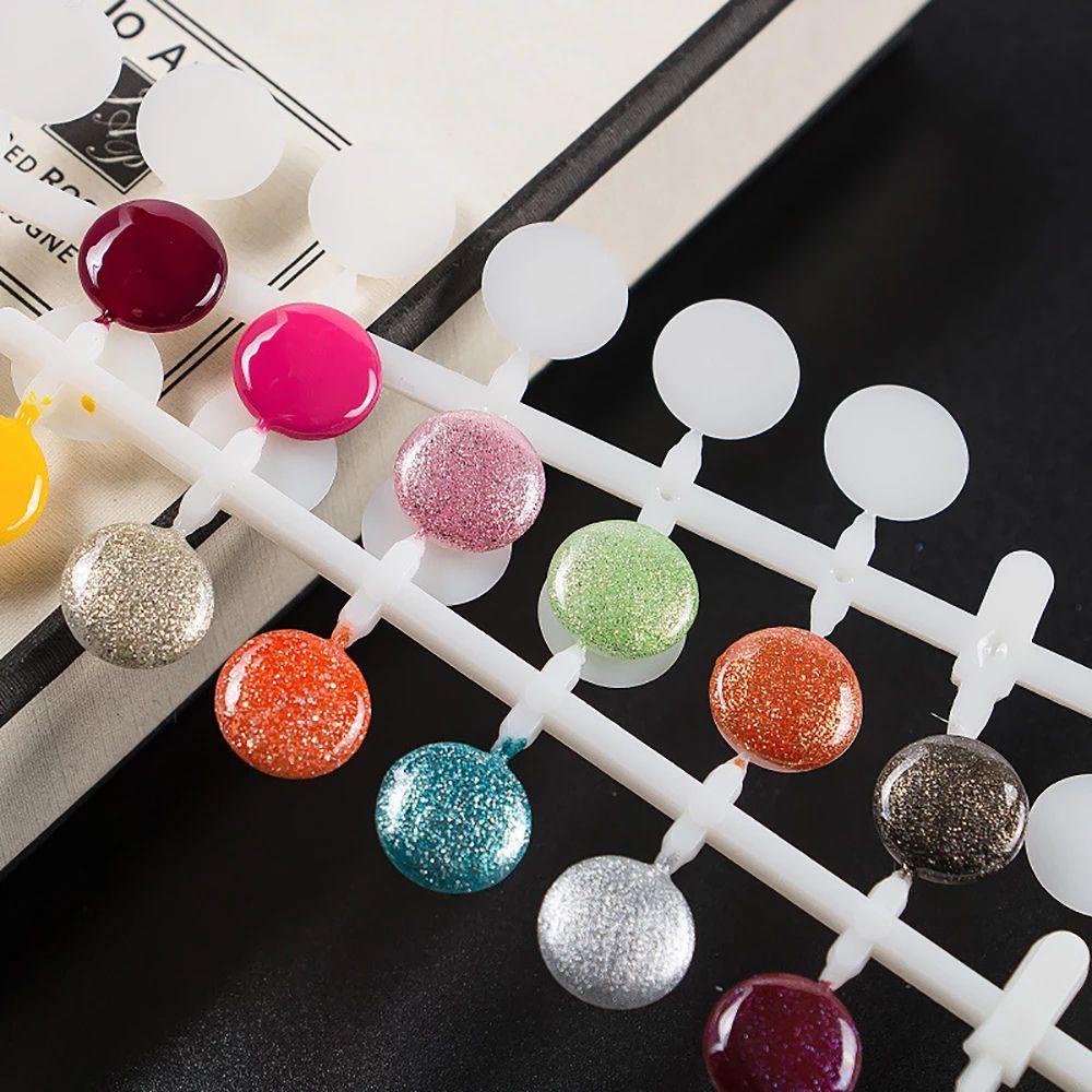 Mxbeauty Stiker Meja Pajangan Kutek 120Pcs Plastik Flat Back Color Board Salon Nail Art Alat Rak Pajangan Kuku