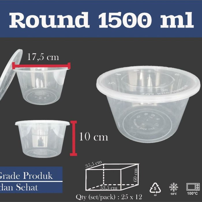 Mangkuk bowl thinwall bulat 1500 ml