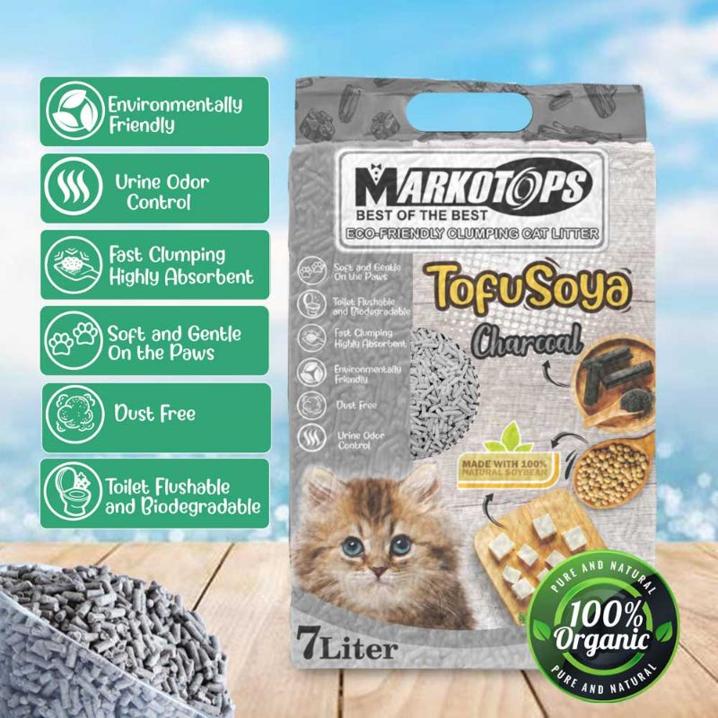 pasir tofu markotop / markotops soya clump kucing 7L 7 Litter. pasir kucing gumpal tofu