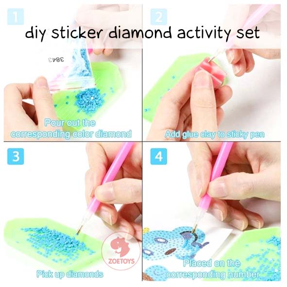 Zoetoys 2in1 Diy Mosaic Art Sticker Diamond Big and Painting | Tempel Sticker Manik Besar mewarnai dan menempel stiker diamond prakarya kerajinan tangan | Mainan n Craft Edukasi Anak