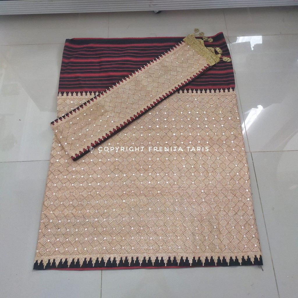 [BISA COD] Kain Tapis Jungsarat Benang Emas Asli Sulam MAMA + SELENDANG