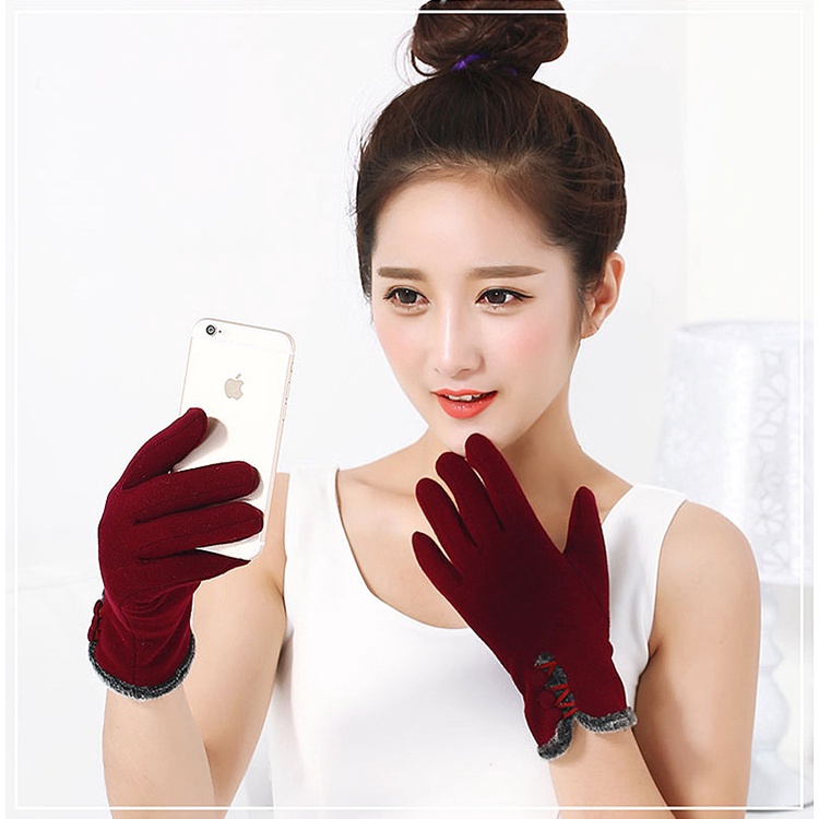 (100% BARANG ORI) NUANHONGHONG Sarung Tangan Wanita Touch Screen Winter Gloves - ST003