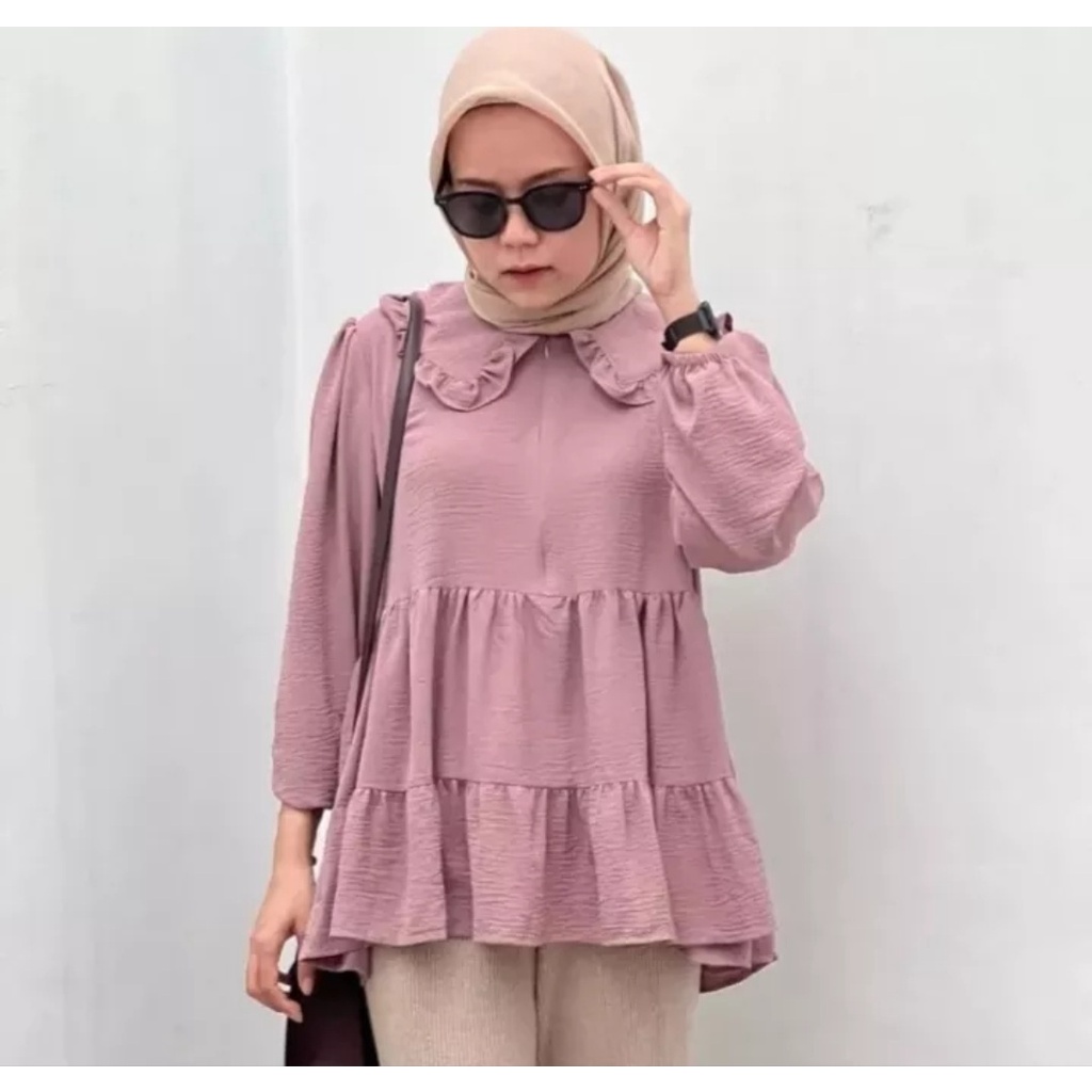 RADWA BLOUSE CRINKLE M/L/XL /atasan terbaru/blouse viral/terlaris