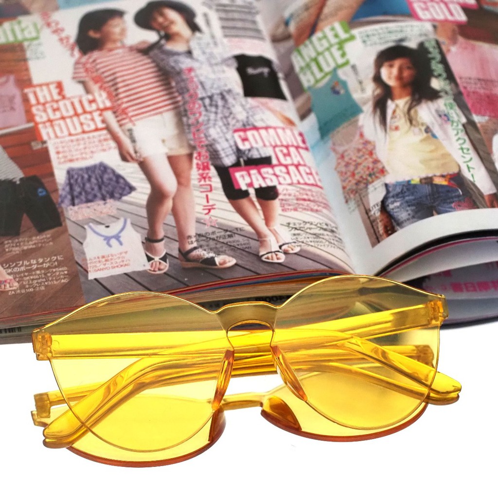 Kacamata Jelly Pria Wanita Kacamata Fashion Murah / Kaca Mata Candy Sunglasses Korea Warna Warni-5. Orange