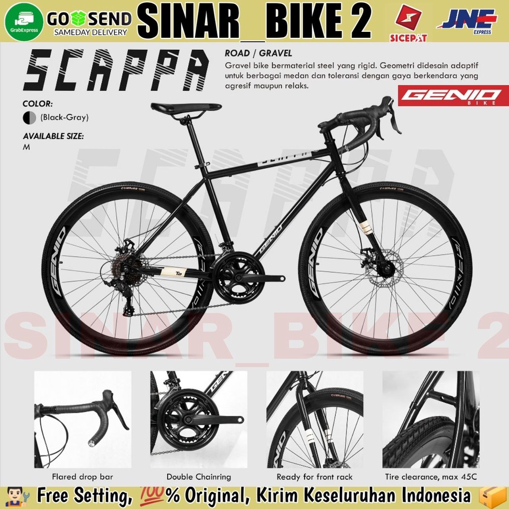 Sepeda Roadbike / Gravel GENIO SCAPPA Steel 700C 16 Speed Balap
