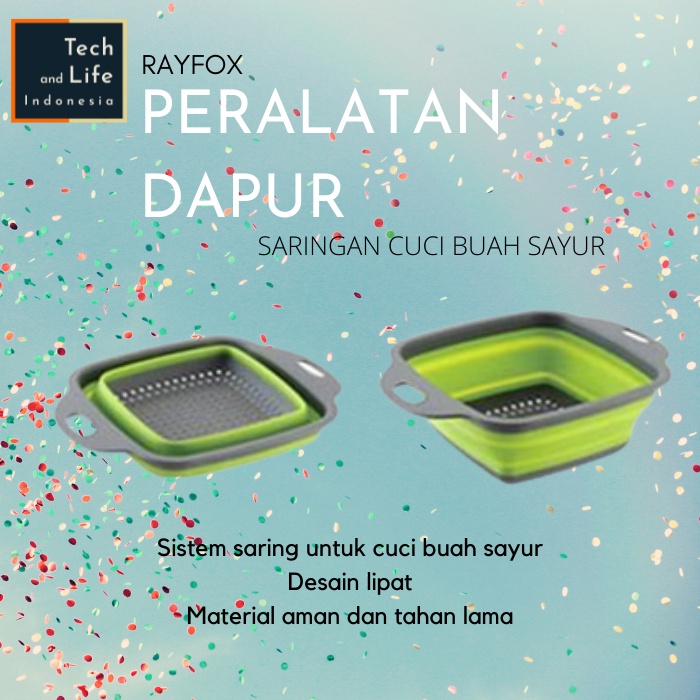 Rayfox Foldable Drain Basket Baskom Saringan Cuci Buah Sayur Lipat