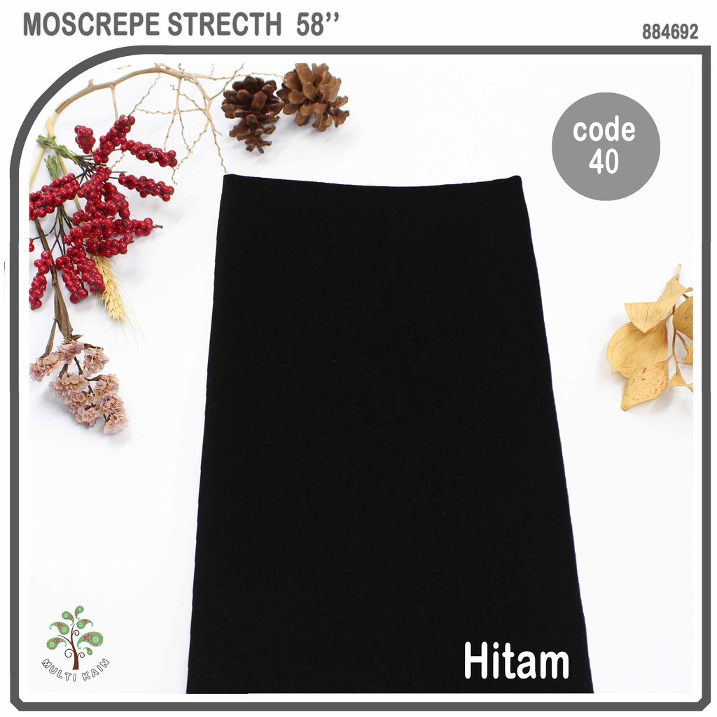 bahan multi kain moscrepe / mosscrepe / moscrep moschino mosschino arabian crepe gamis fashion-40 Hitam