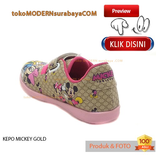 SEPATU ANAK KARAKTER PRINTING KEPO MICKEY GOLD