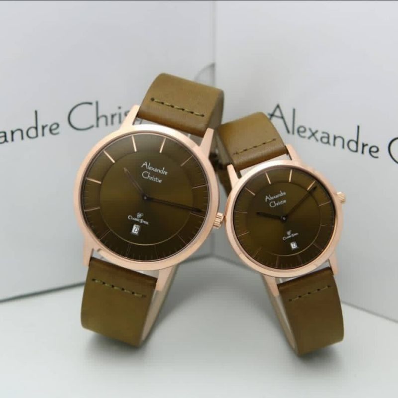 Jam Tangan Alexander Christie Couple Light Brown Rosegold ac8639