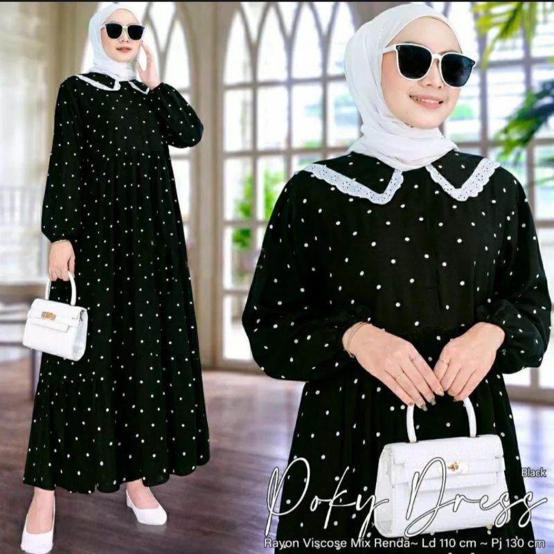 Midi Dress Polcadot Katun Premium Import