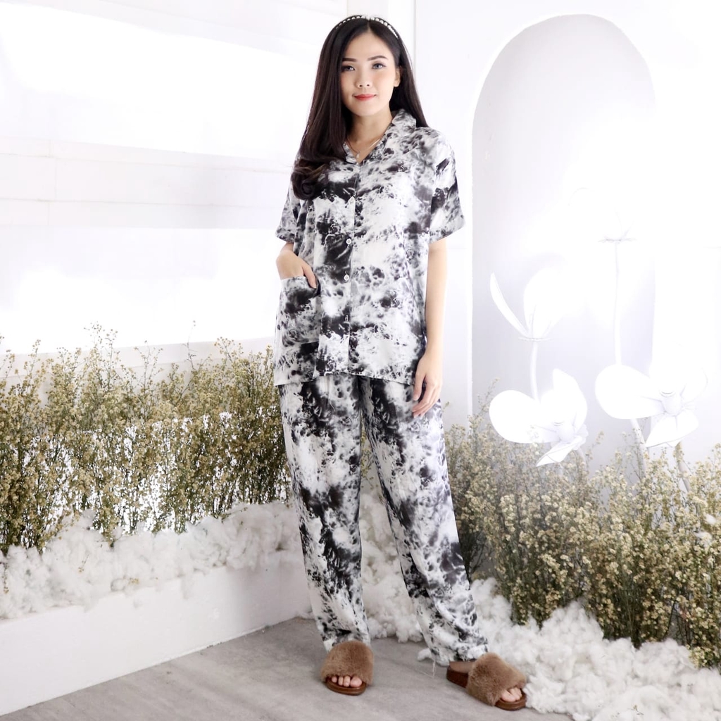 Piyama Tie Dye CP &amp; HP EYZA Bahan Rayon