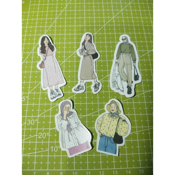 10pcs Character Sticker Korean Girl Hijab Girl DIY SET