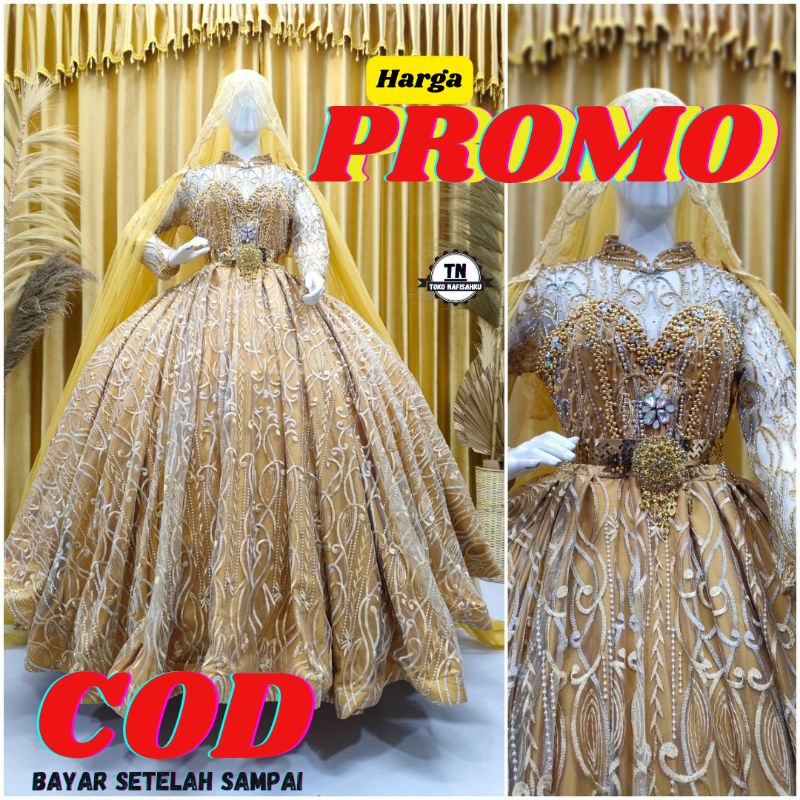 PROMO ballgown pengantin payet mutiara | baju resepsi pernikahan muslim | gaun pengantin wedding