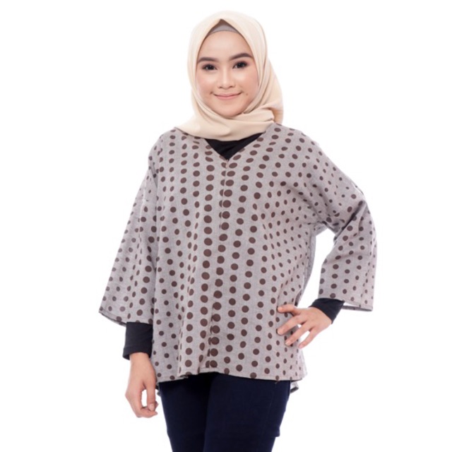 Atasan Blouse Wanita Baju Polkadot Adem