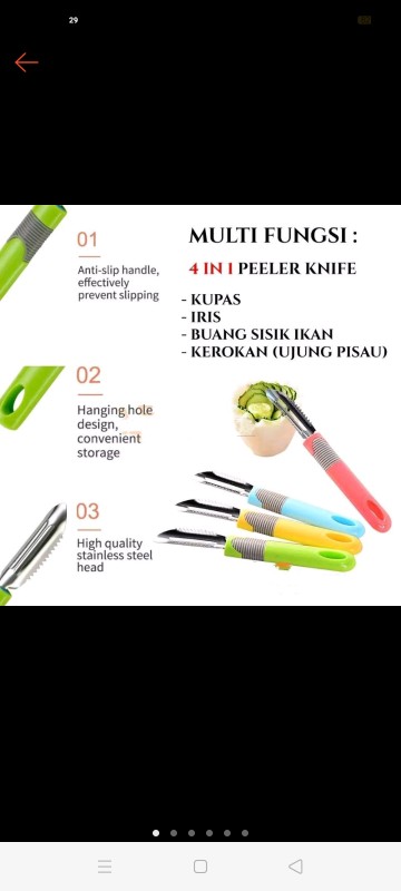 Pisau Kupas Buah Anti Slip / Pisau Sayur / Alat Bersih Sisik Ikan / Peeler Knife / Pisau Buah
