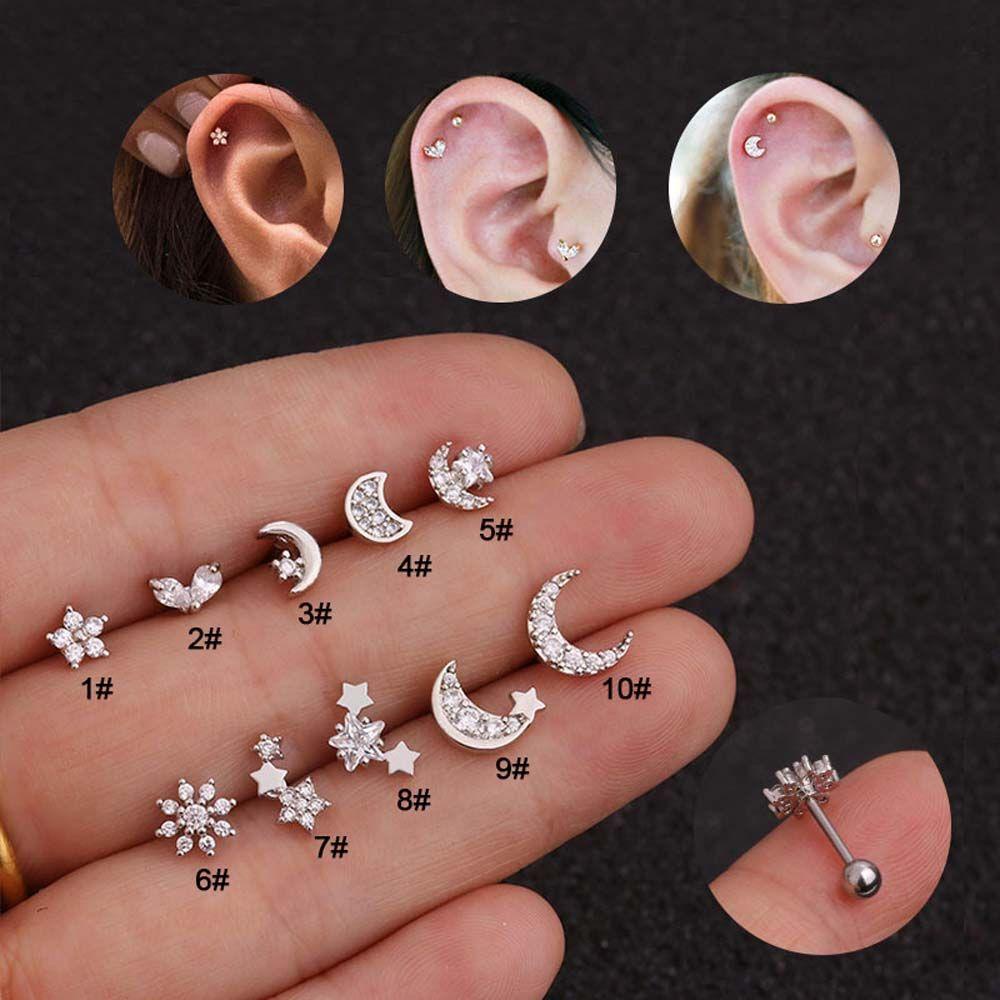 NEEDWAY Needway Stud Earrings Pesta Fashion Sederhana Wanita Pernikahan Bintang Perempuan Gadis Zirkon Menjuntai Anting-Anting