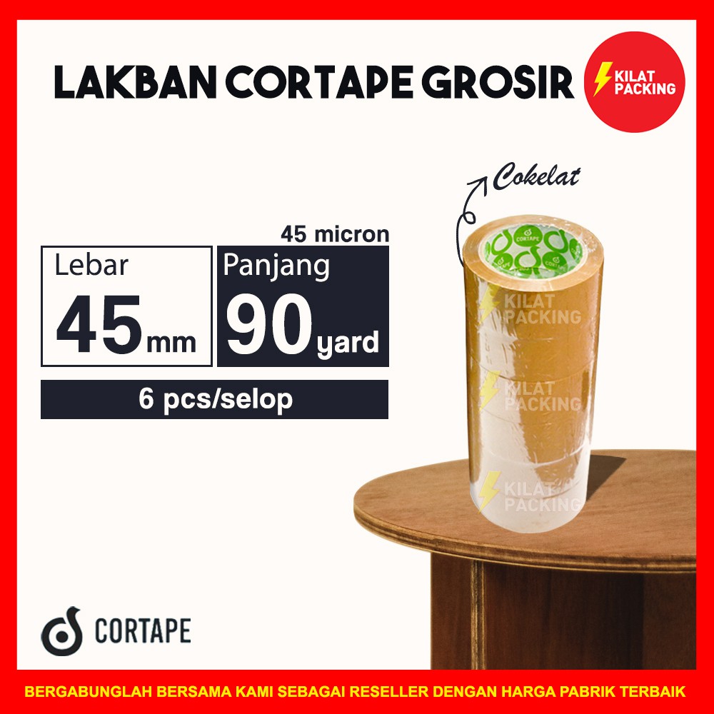 

HenJO Lakban Cortape Coklat 45 mm x 90 yard Ekonomis Termurah 1 Selop