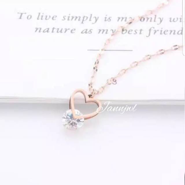 Kalung Titanium Love Asli Fashion Korea Simple Anti Karat &amp; Alergi KT-36