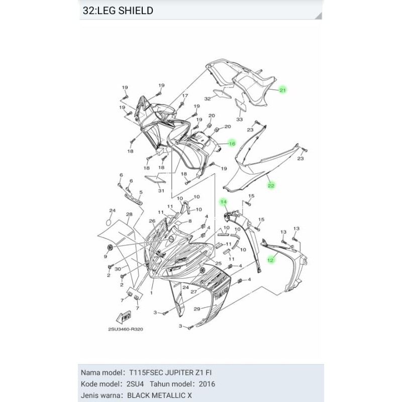 PAKET BODY KASAR BAGIAN DEPAN JUPITER Z1 ORIGINAL YGP