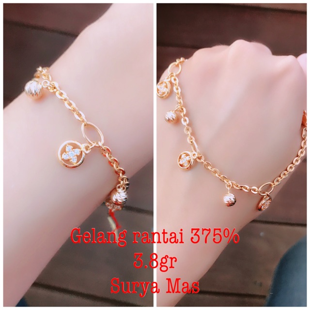 Gelang rantai emas 375%