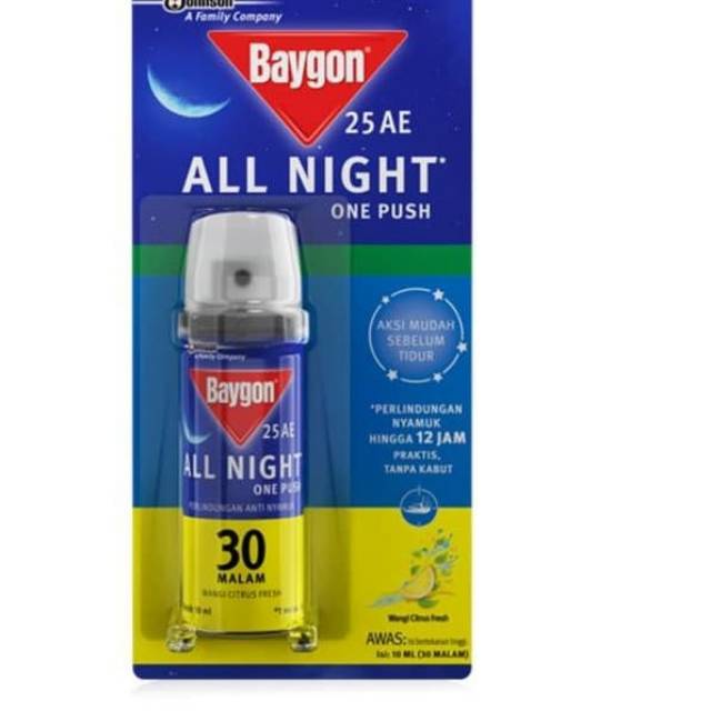 BAYGON ALL NIGHT ONE PUSH 10ML - Insektisida