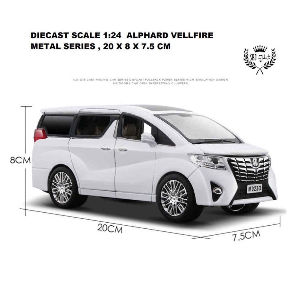 DIECAST Miniatur MOBIL TOYOTA ALPHARD VELLFIRE skala 1:24 Metal Series