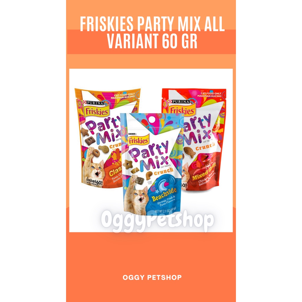 FRISKIES PARTY MIX All Variant Cat Food Makanan Kucing Friskis Pouch 60 Gr