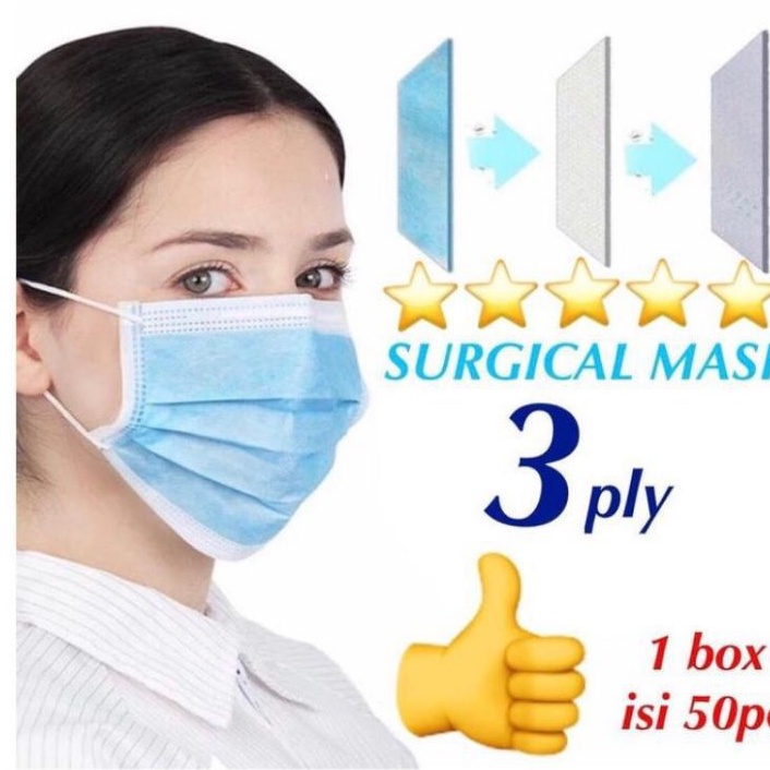 Masker medis earlop 3 ply disposable (50pcs)  /face mask /pelindung virus/ #original